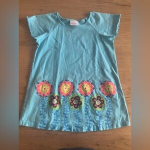 Hanna Andersson Flower Power Short‎ Sleeve Tee Shirt Blue Girls 12 Preloved